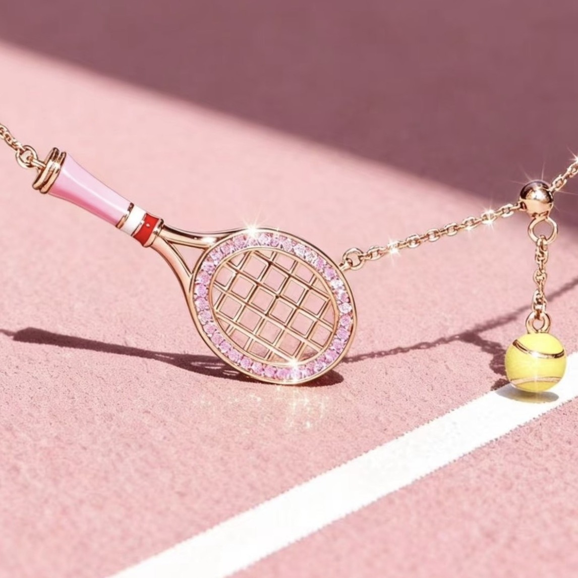 Badminton Racket - Pulsera de la suerte, collar con